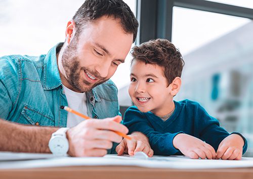 The father and son is studying